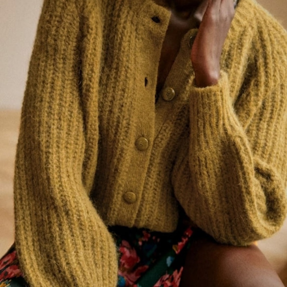Sezane Emile Cardigan Olive Green - Size M